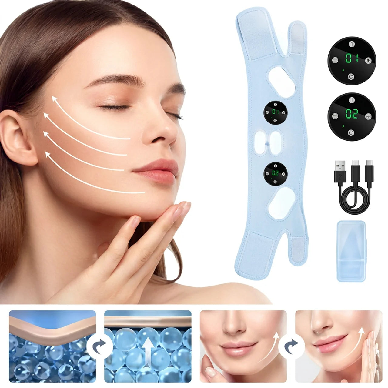 Appareil de Lifting Facial EMS V-Shape Masseur Électrique Réducteur de Double Menton
