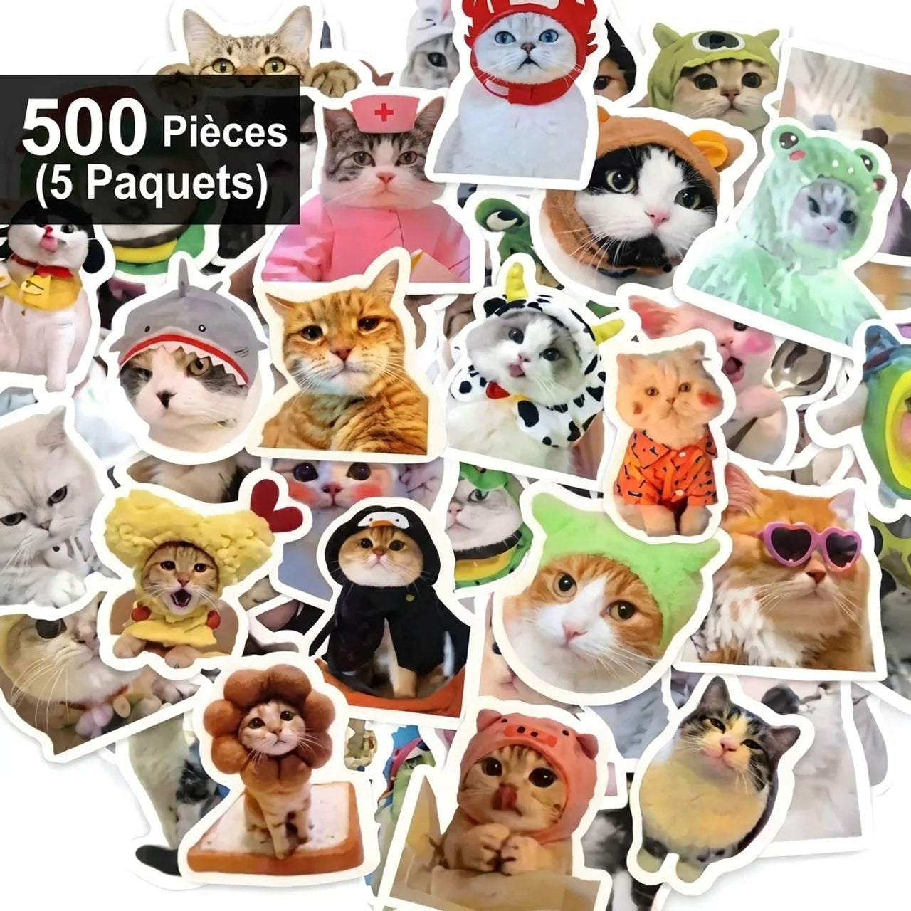 Autocollants Chats Drôles Stickers Kawaii pour Ordinateur Téléphone Gourde Journal & DIY