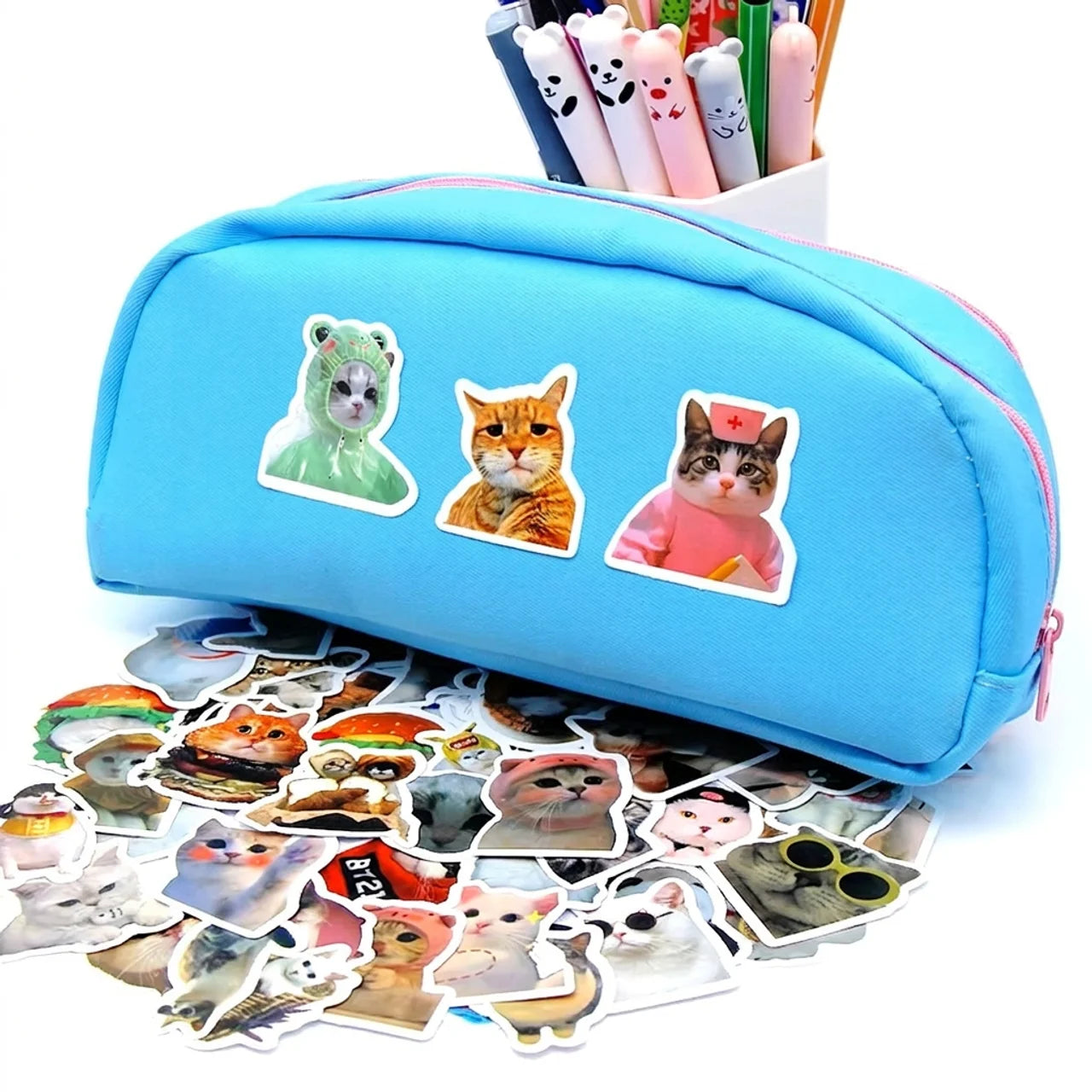 Autocollants Chats Drôles Stickers Kawaii pour Ordinateur Téléphone Gourde Journal & DIY