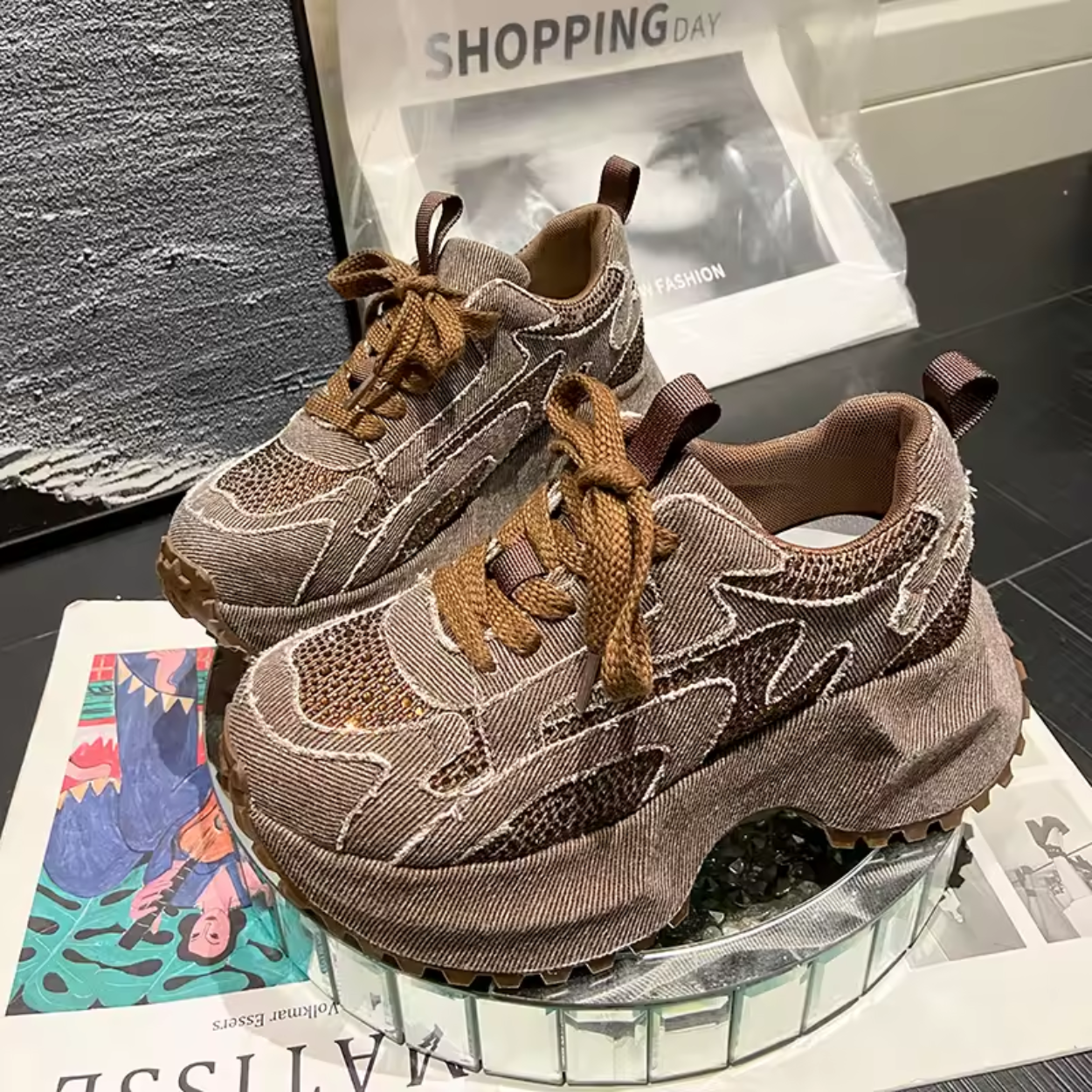 BASKETS CHUNKY PAILLETÉES FEMME