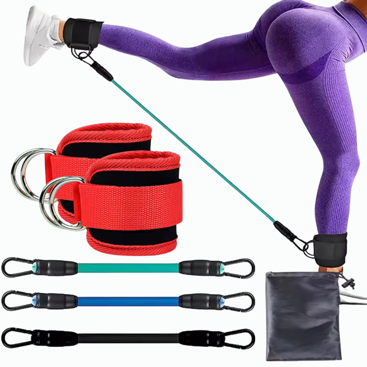 Set d’Entraînement Fessiers & Jambes Bandes Élastiques