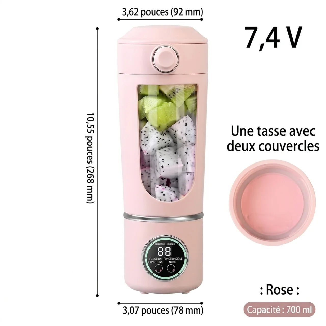 Blender Portable Électrique 700ml 7.4V Smoothies Jus et Purée Bébé