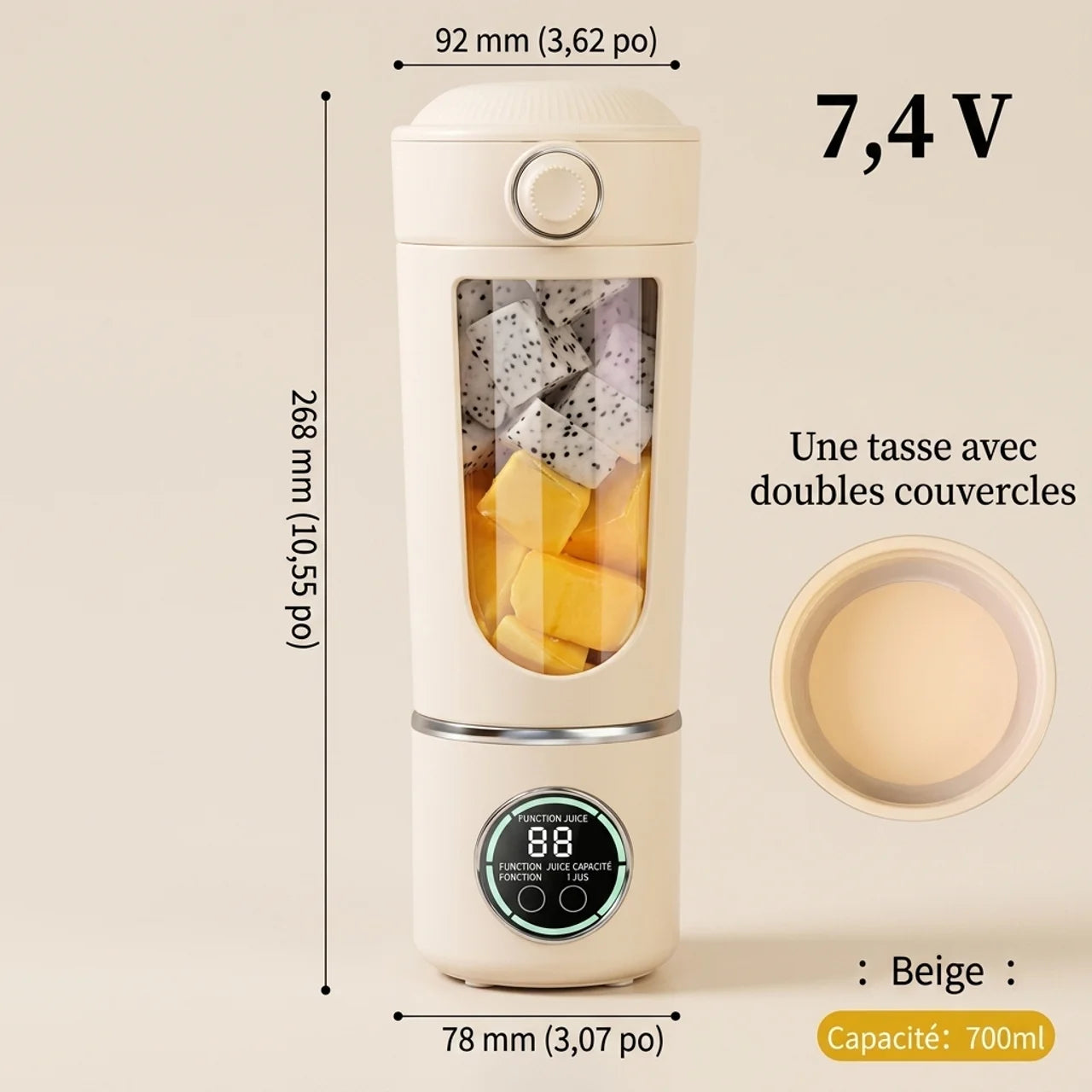 Blender Portable Électrique 700ml 7.4V Smoothies Jus et Purée Bébé