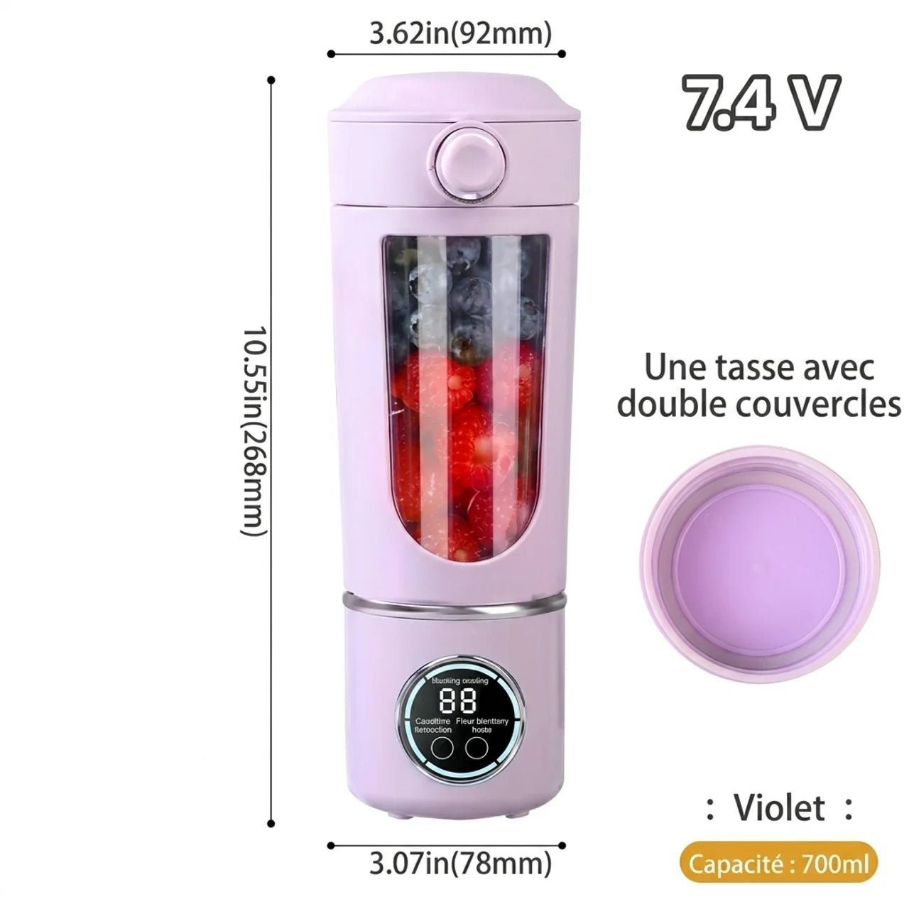 Blender Portable Électrique 700ml 7.4V Smoothies Jus et Purée Bébé