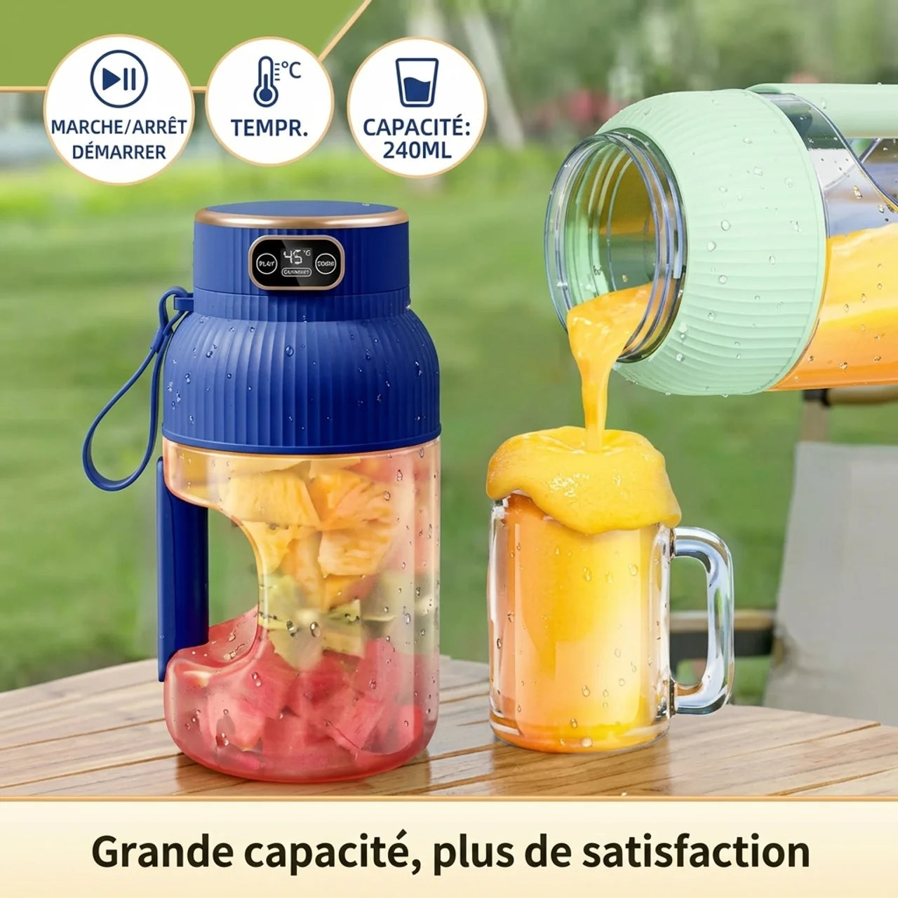 Blender Portable Grande Capacité Gourde pour Smoothie Écran Digital