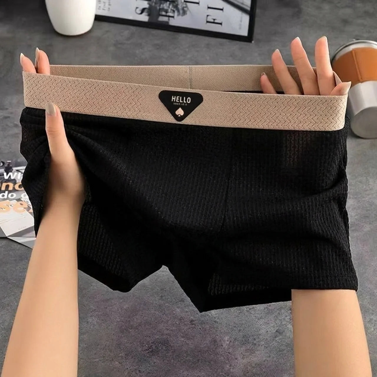 Boxer Homme Respirant en Soie Glacée Caleçon Grande Taille Ultra Confort