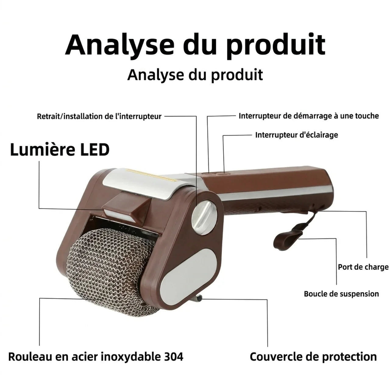 Brosse Électrique Rotative Sans Poils pour Barbecue Nettoyage Rapide et Sans Effort