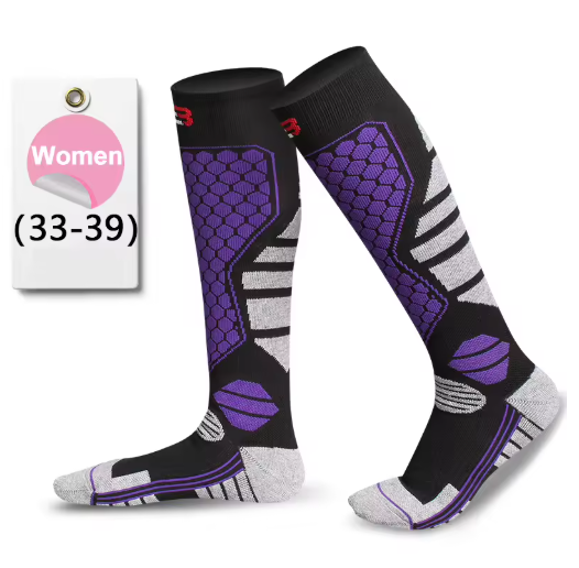 Chaussettes de Ski Thermiques à Compression Chaudes Respirantes & Antidérapantes