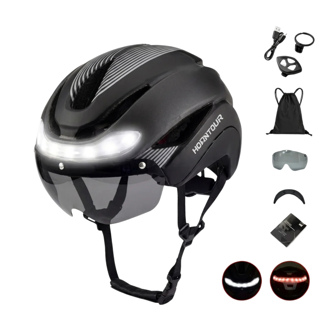 Casque de Vélo Lumineux avec Clignotants LED et Télécommande