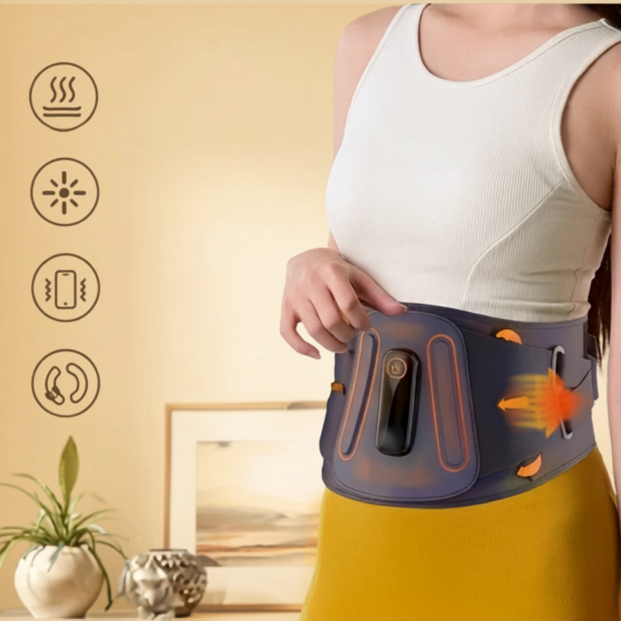 Ceinture Lombaire Chauffante et Massante Masseur Dos Lumière Rouge
