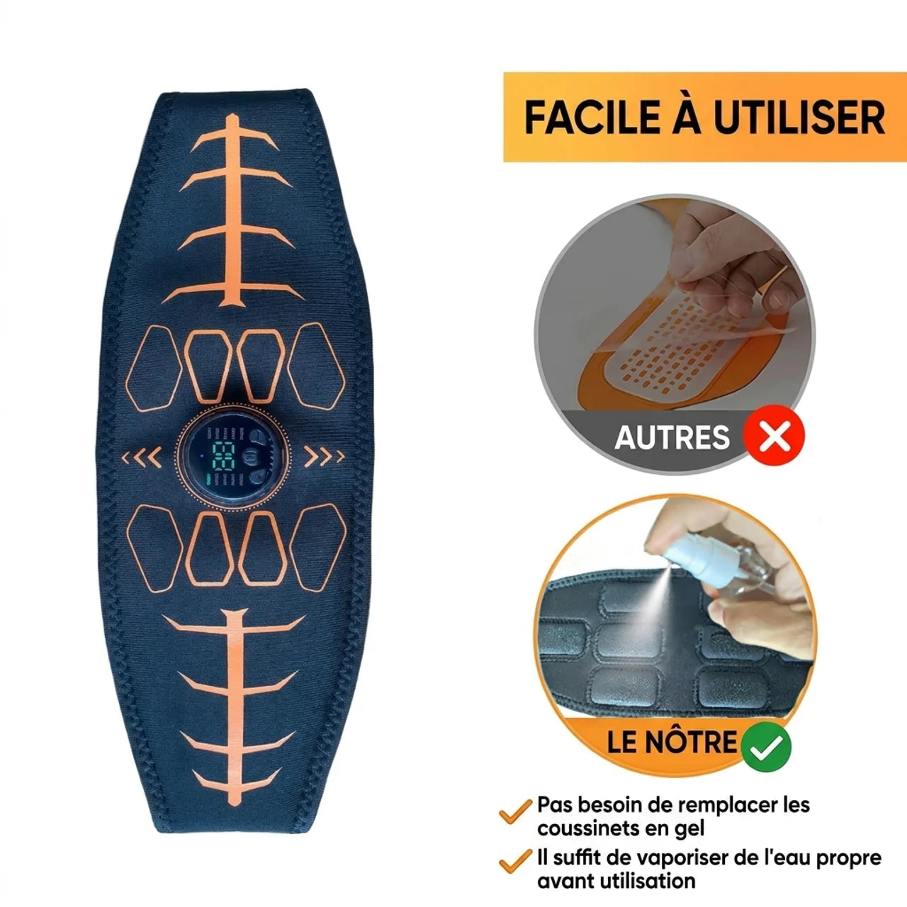 Ceinture Abdominale EMS Intelligente 10 Modes & 30 Intensités