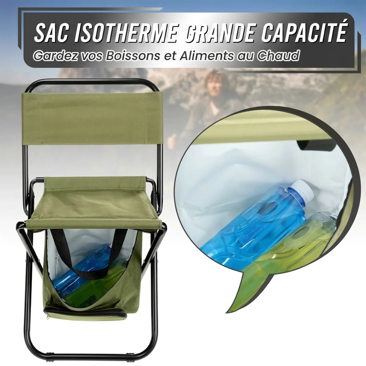 Chaise Pliable Glacière Intégrée