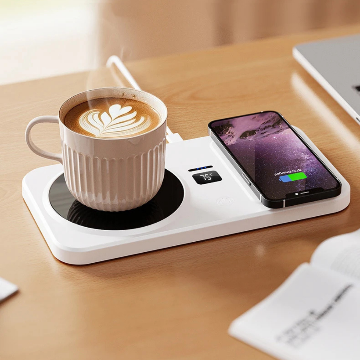 Chauffe-Tasse & Chargeur Sans Fil 2-en-1
