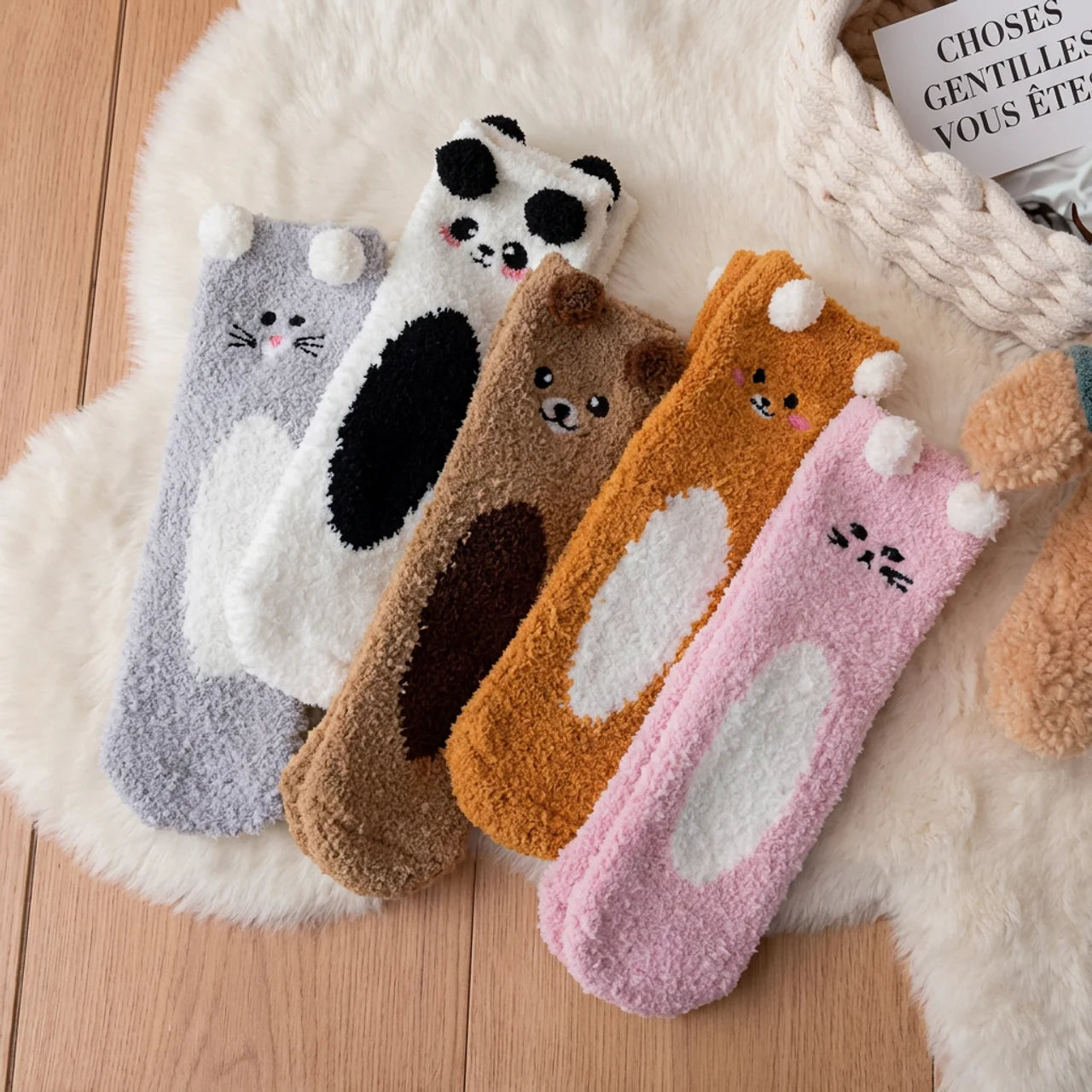 Chaussettes Polaires Animaux Ultra-Douces Chaussettes Chaudes d'Hiver pour Femme