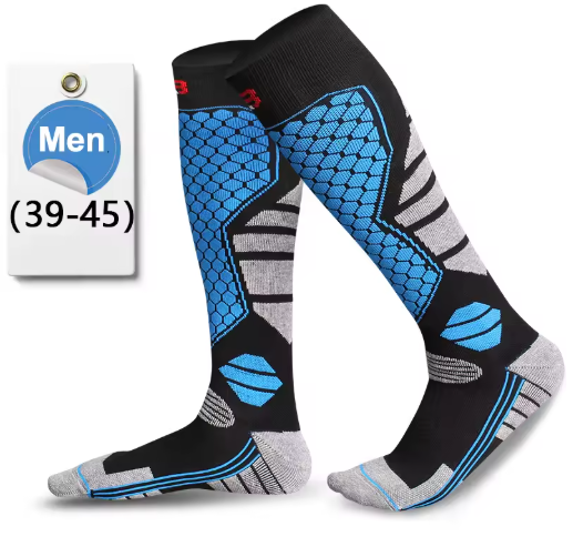 Chaussettes de Ski Thermiques à Compression Chaudes Respirantes & Antidérapantes
