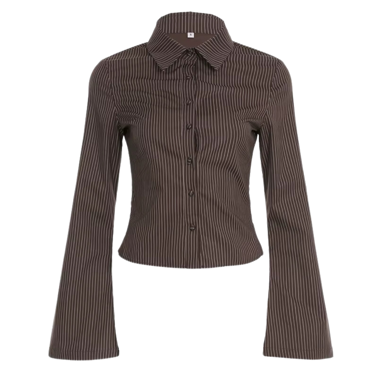 Chemisier Rayé Marron Style Coréen