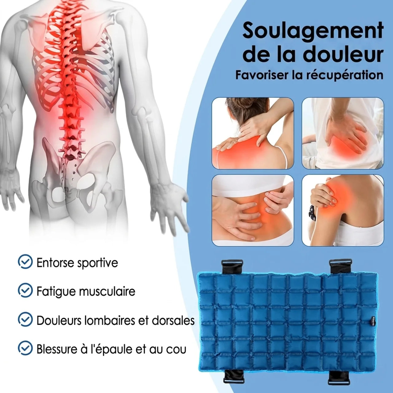 Compresse Chaude & Froide Réutilisable Grand Format Soulagement pour Tout le Corps