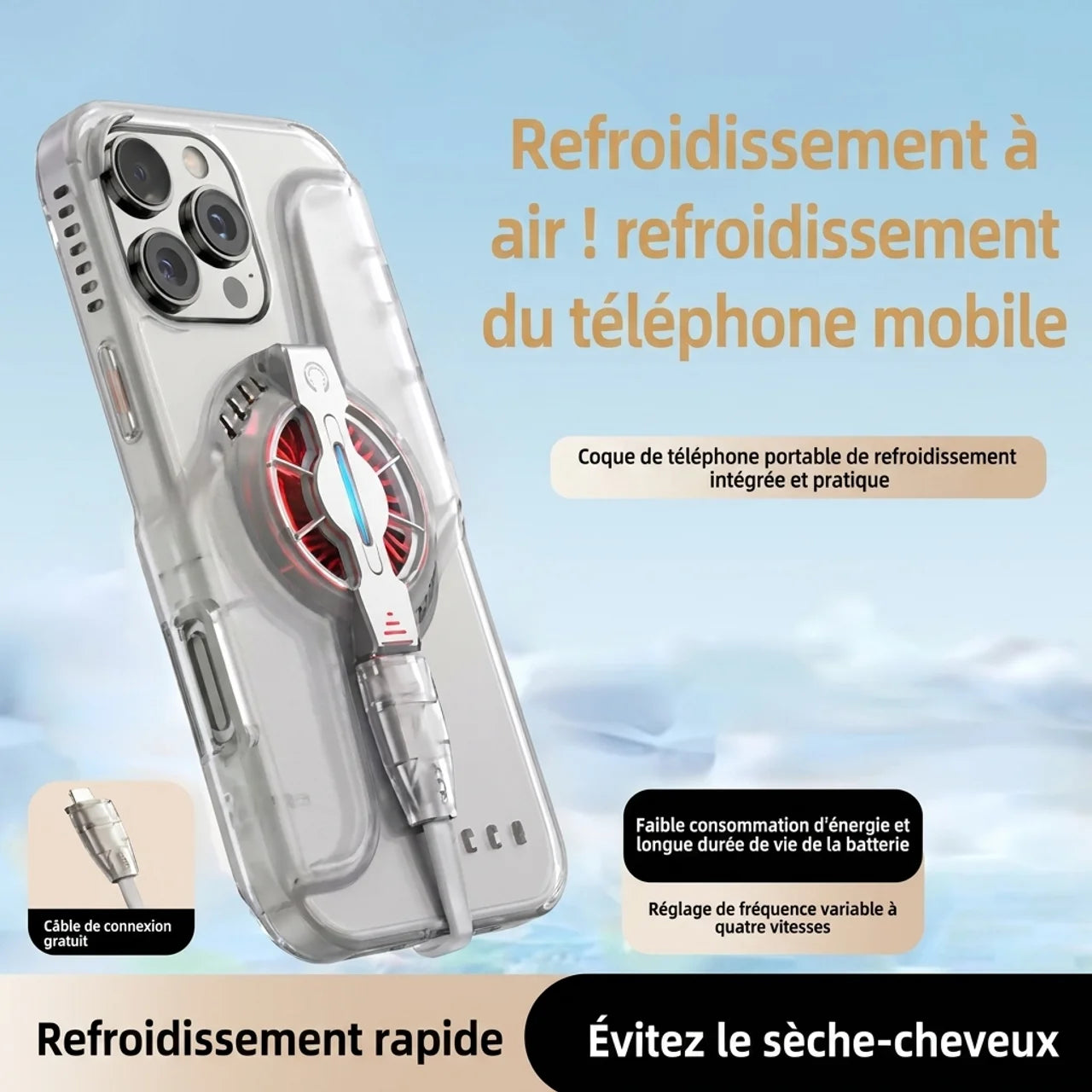 Coque de Protection avec Ventilateur Refroidisseur pour Smartphone