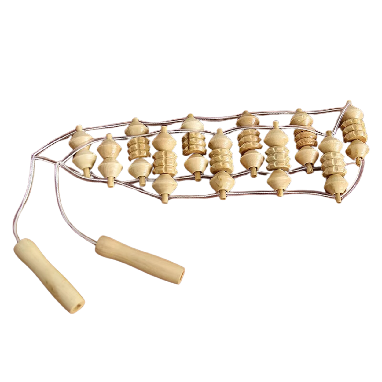 Rouleau de Massage du Dos en Bois avec Corde