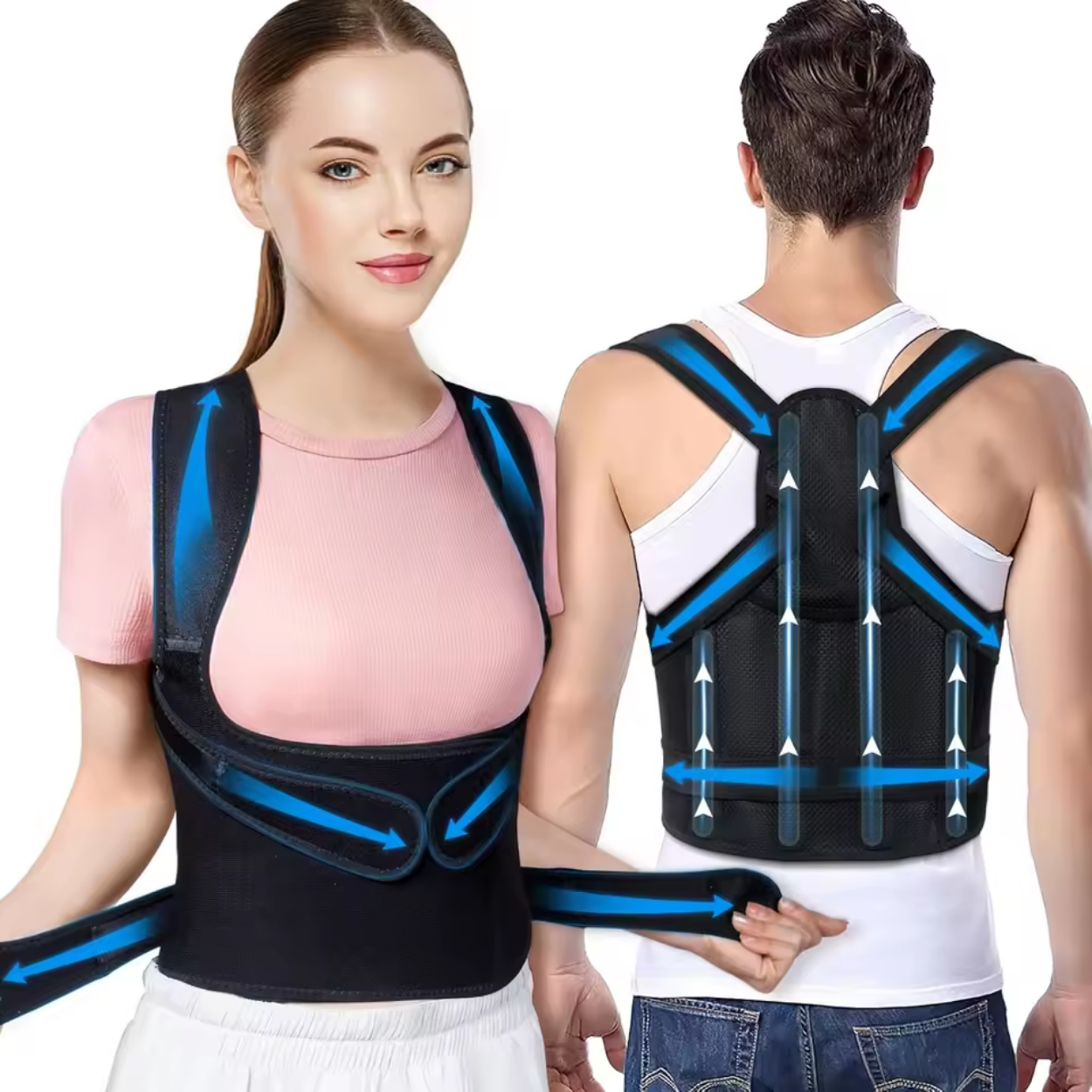 Correcteur de Posture 2-en-1 Soutien Dorsal & Redresse Dos Réglable