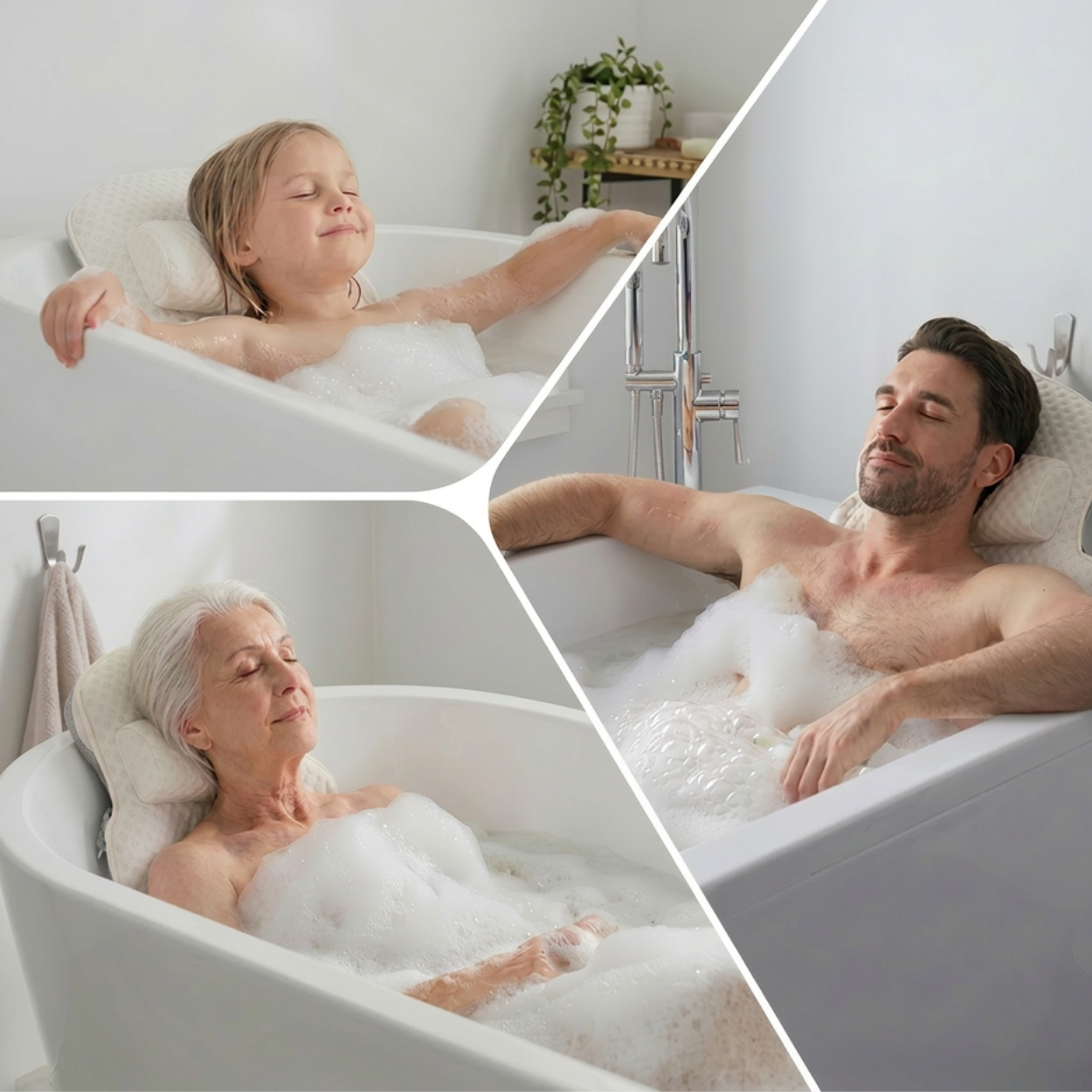 Coussin de Bain Intégral Luxe Spa Appui-Tête Ergonomique & Soutien Lombaire