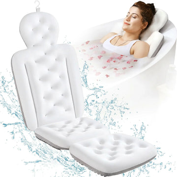 Coussin Bain Intégral Luxe 130 cm Matelas Spa Ergonomique avec Appui-Tête
