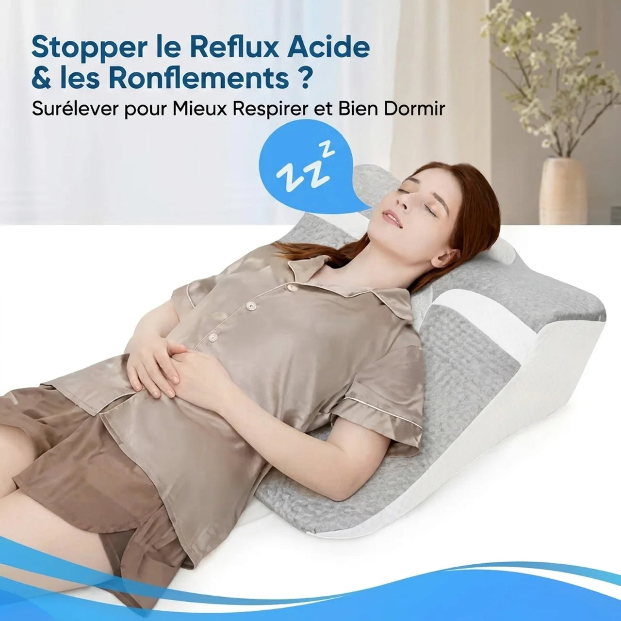 Coussin Orthopédique Incliné Anti Reflux & Anti Ronflement