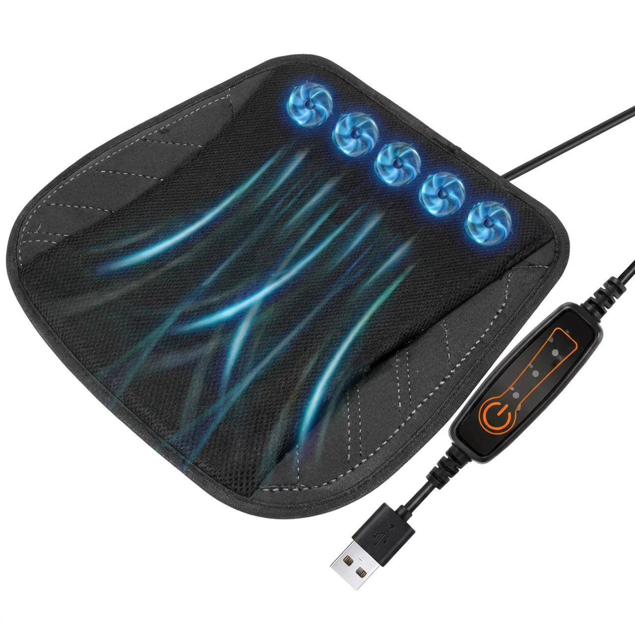 Coussin de Siège Rafraîchissant USB à 5 Ventilateurs