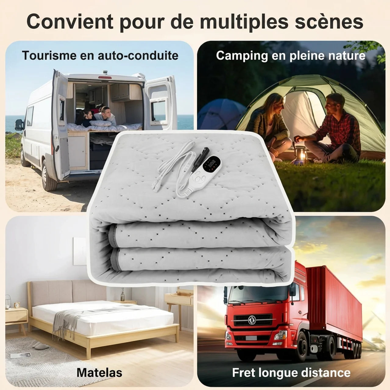 Couverture Chauffante 12V pour Voiture Hiver pour Camping Car et Camions