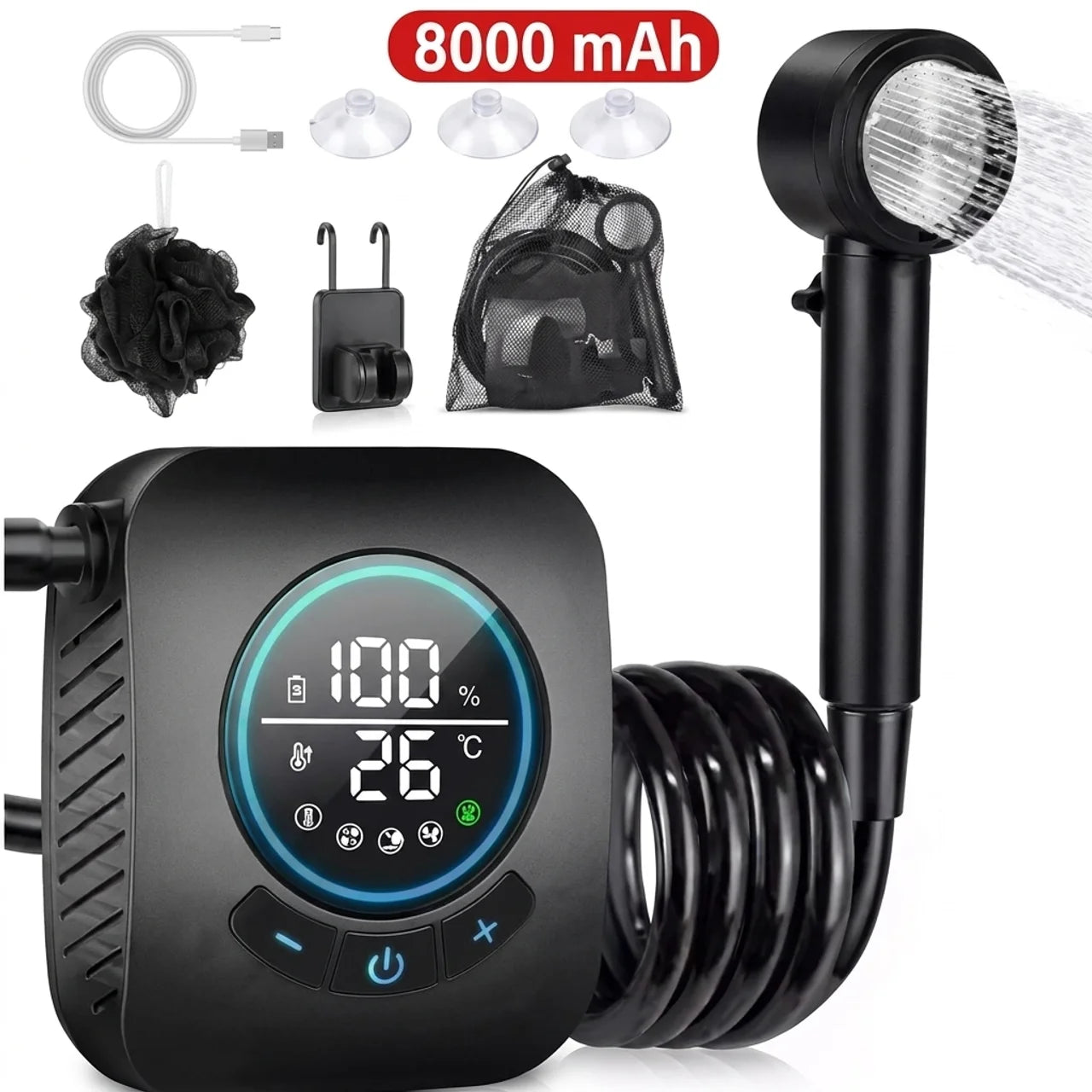 Douche de Camping Portable 8000 mAh Douche Nomade Partout