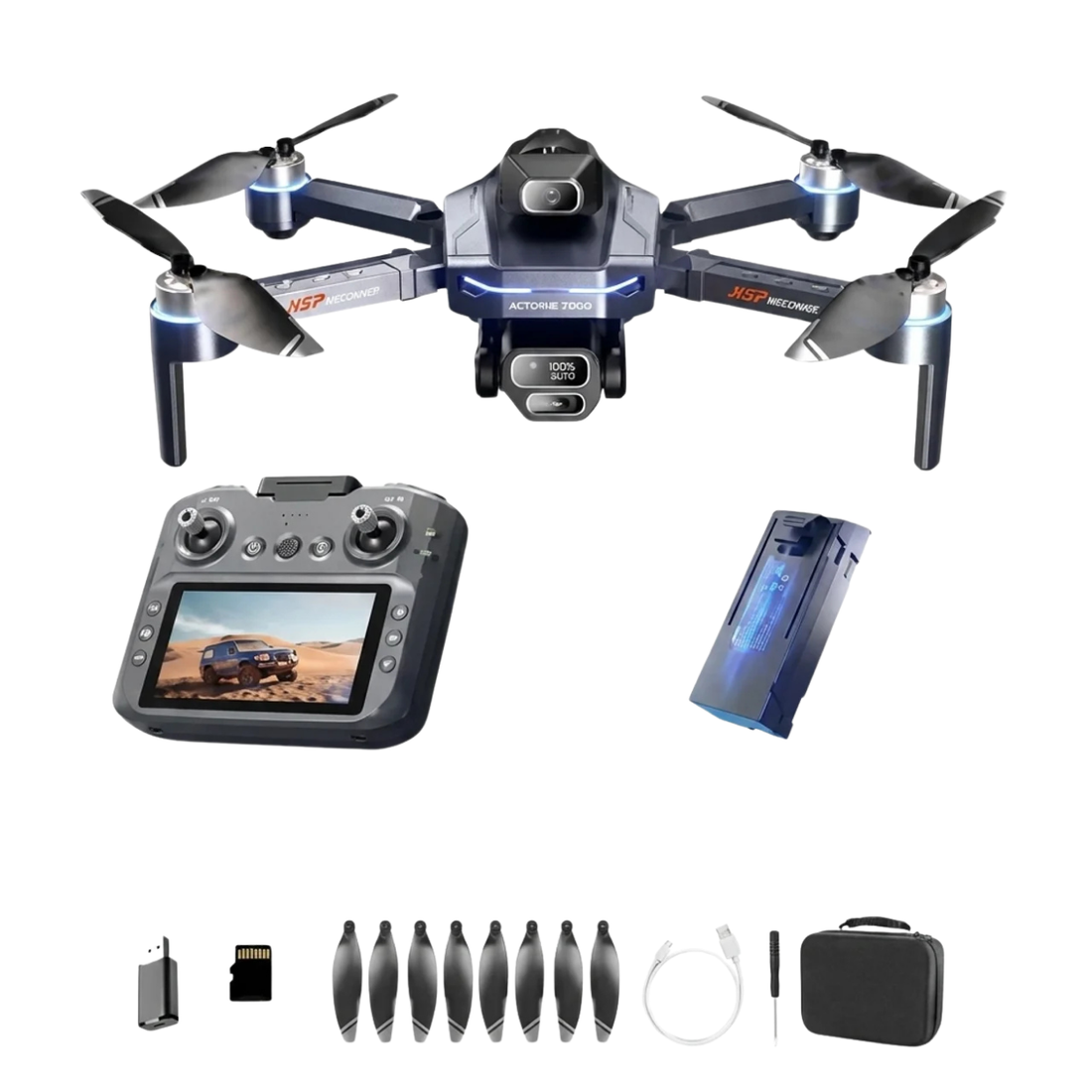 Drone Pliable GT8 HD Moteurs Brushless & Télécommande avec Écran Intégré