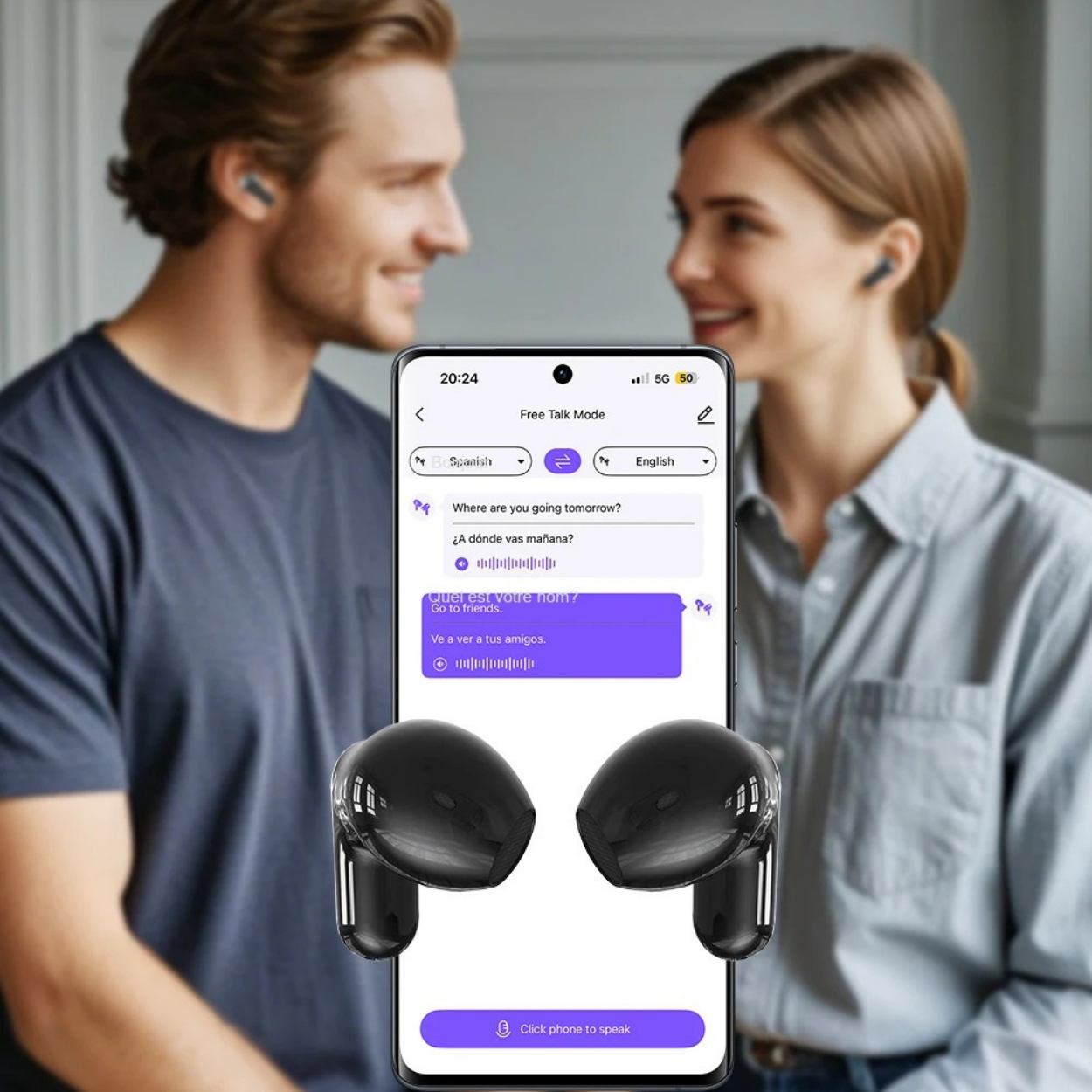 Écouteurs de Traduction Instantanée AI