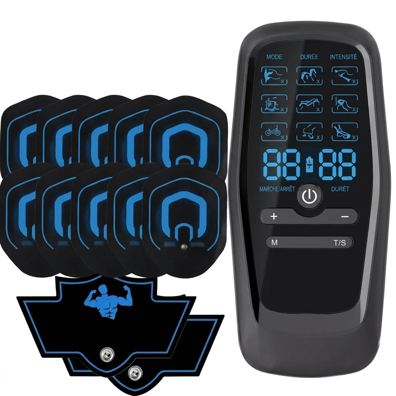 Électrostimulateur EMS TENS Rechargeable 9 Modes 30 Intensités