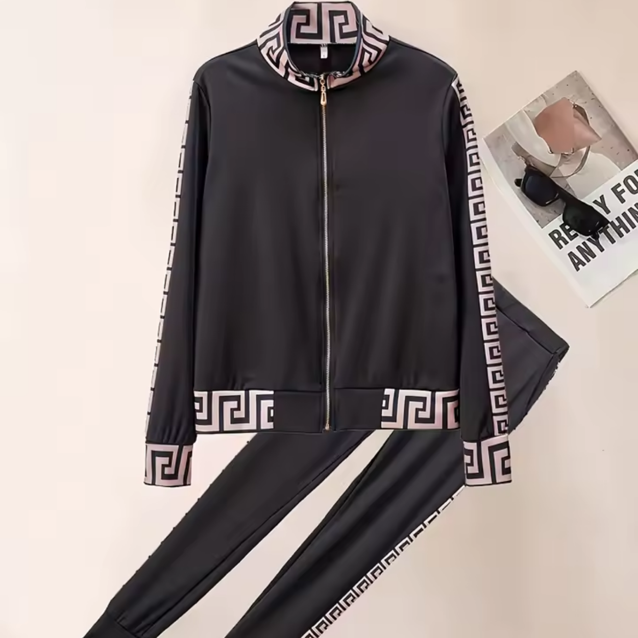 Ensemble Survêtement Chic Motif Grec Doré