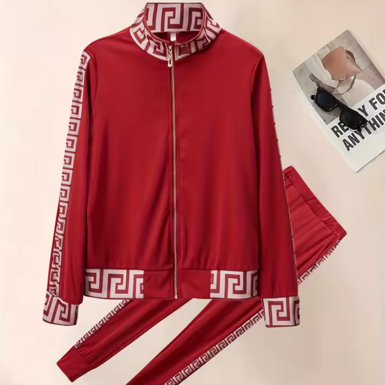 Ensemble Survêtement Chic Motif Grec Doré