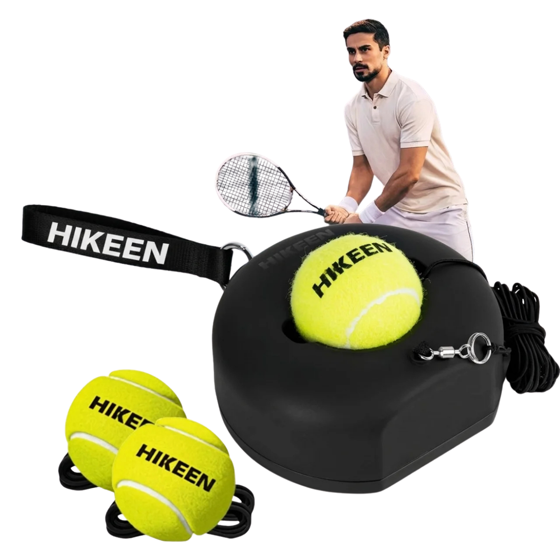 Entraîneur de Tennis Solo avec Balle de Rebond Base Métallique Lourde