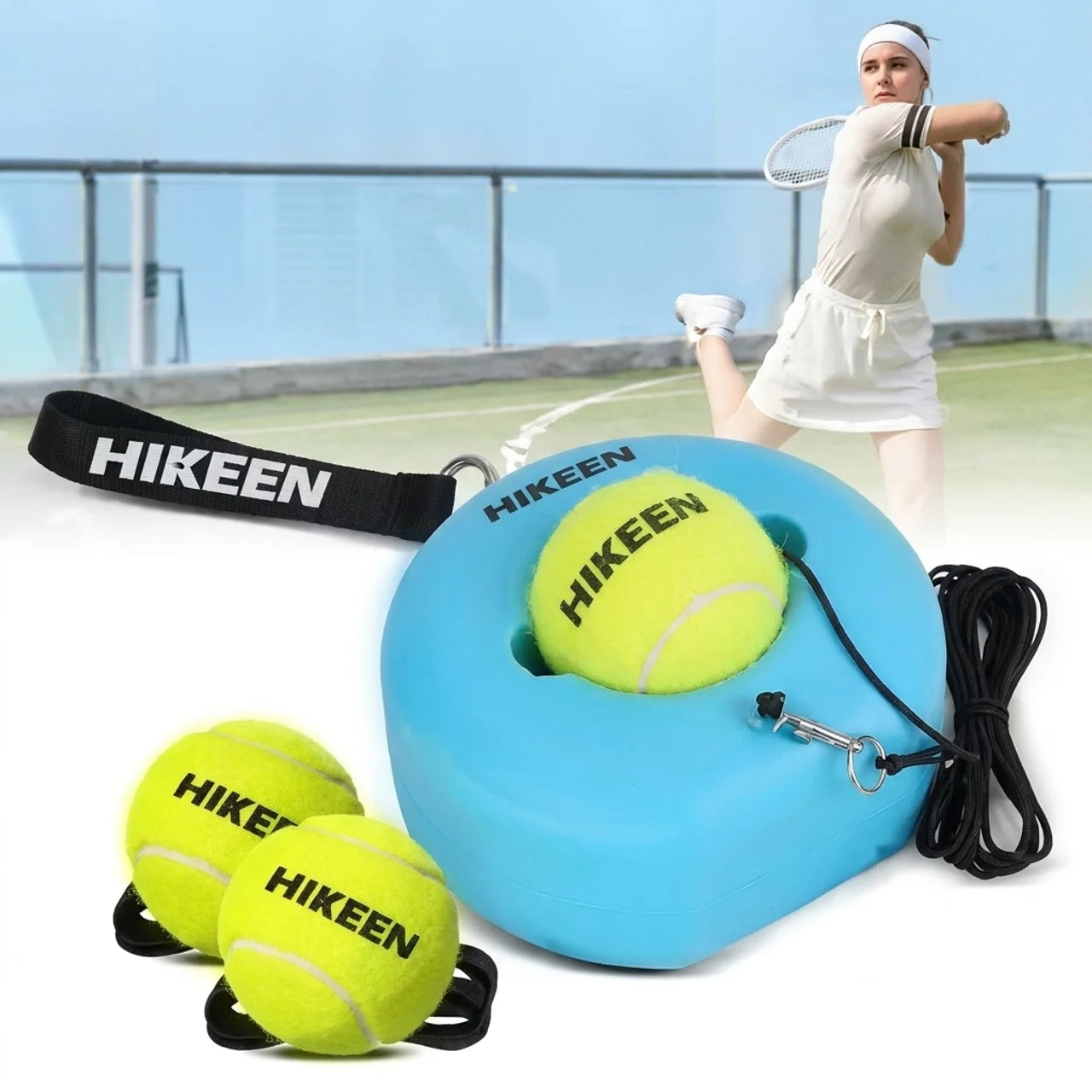 Entraîneur de Tennis Solo avec Balle de Rebond Base Métallique Lourde