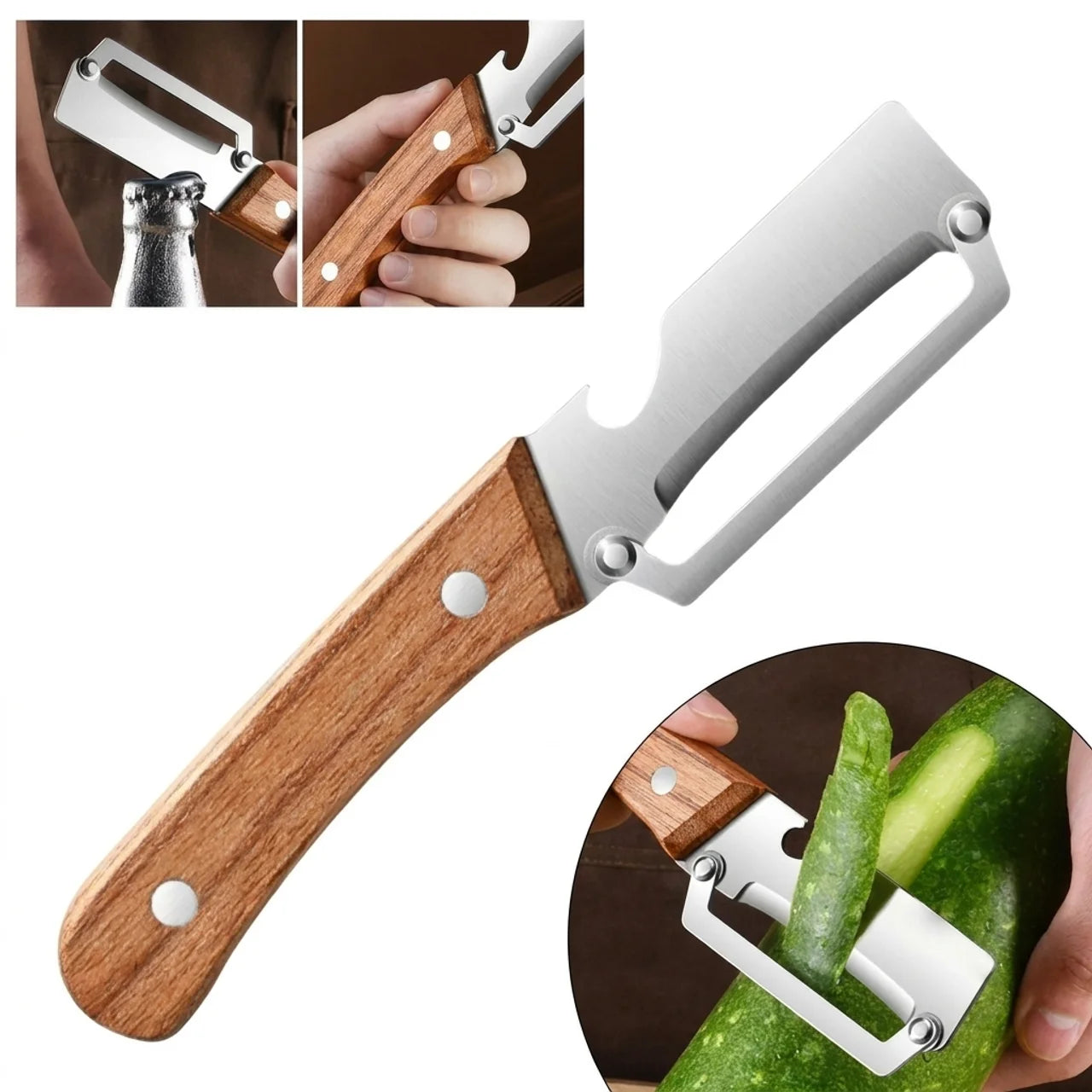 Éplucheur Multifonction Acier Bois