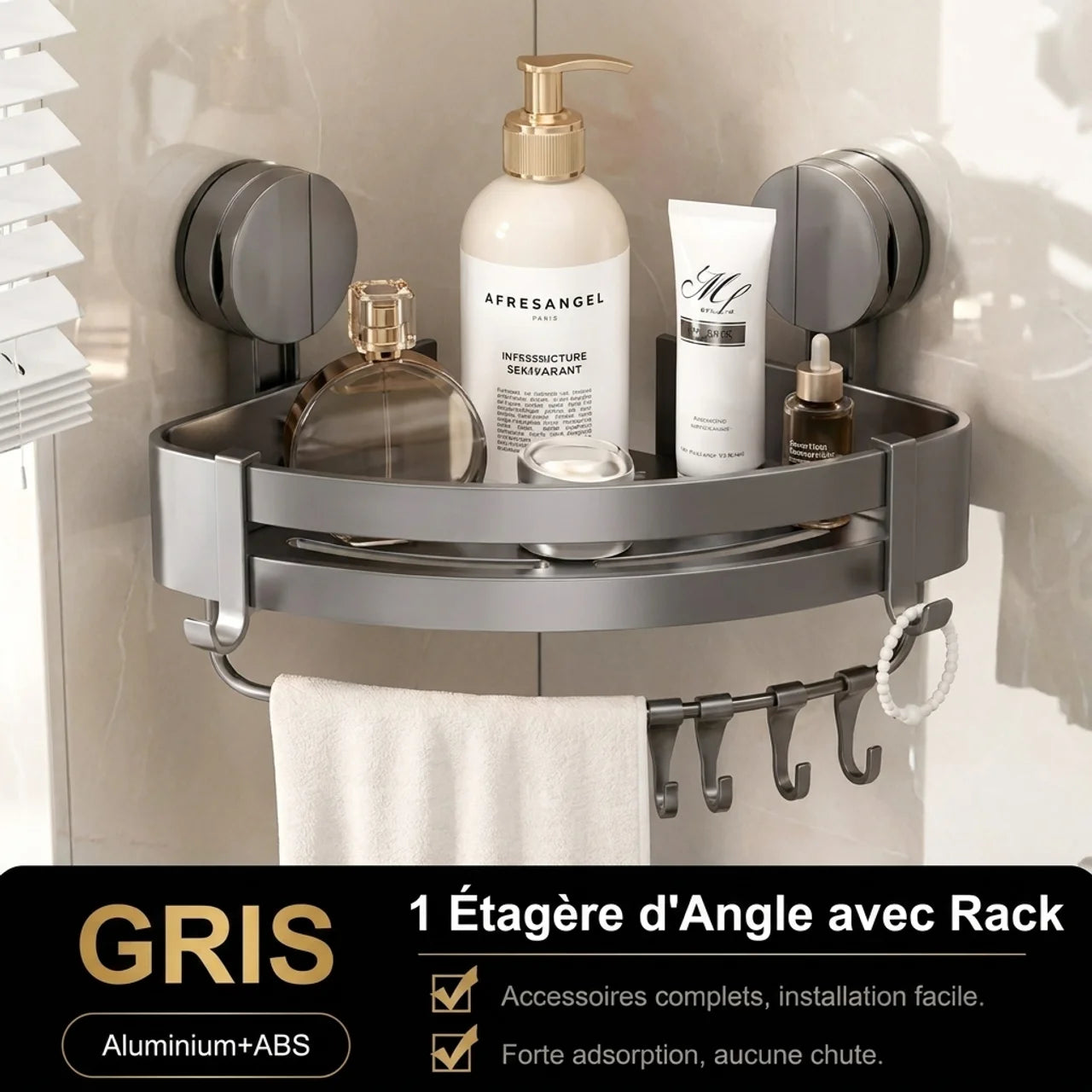 Étagère de Douche Sans Perçage avec Ventouses Ultra Puissantes