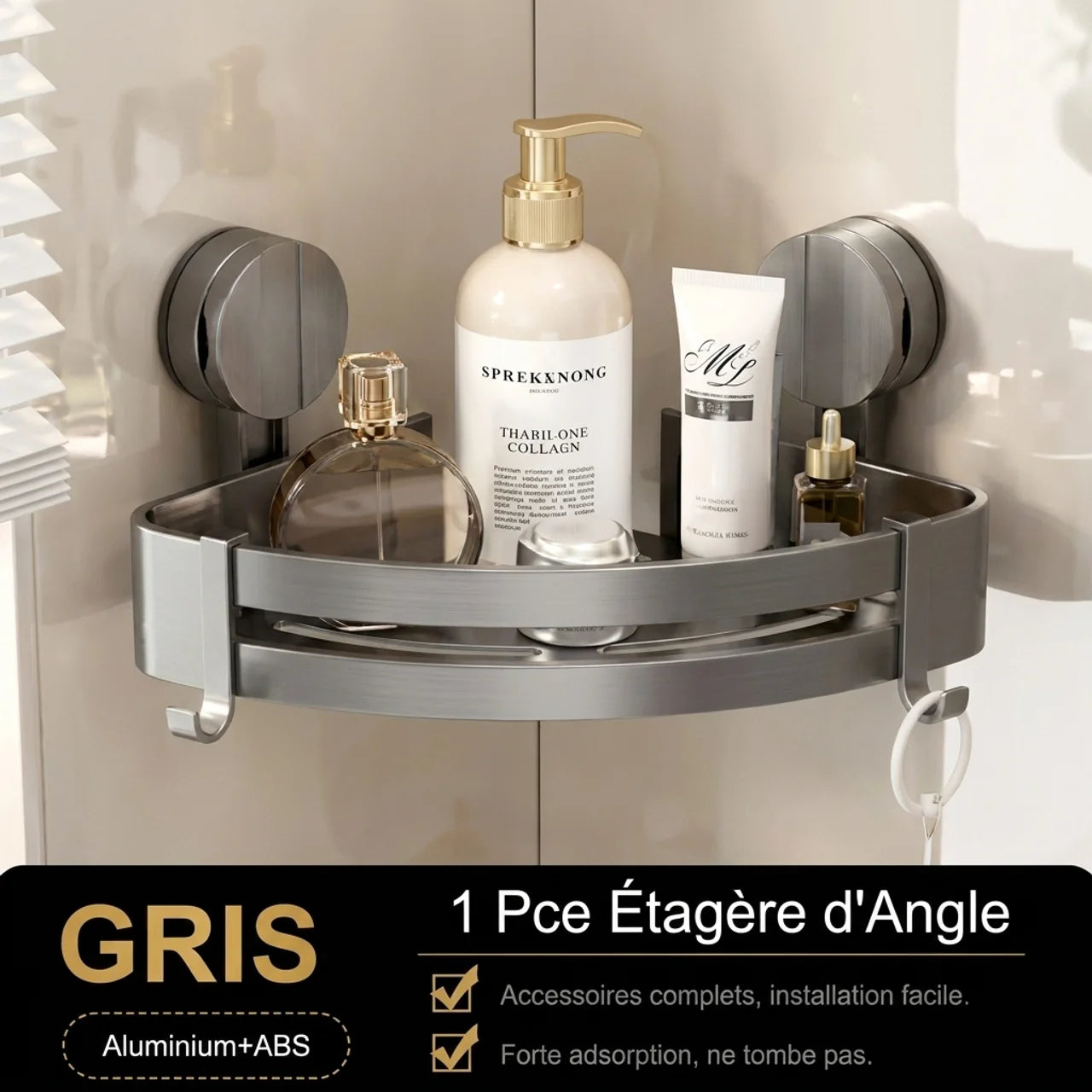 Étagère de Douche Sans Perçage avec Ventouses Ultra Puissantes