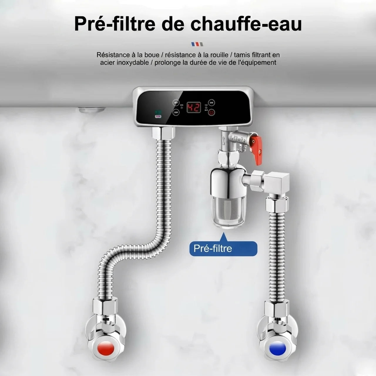 Filtre Préfiltre Eau 40 Microns pour Chauffe Eau & Lave Linge
