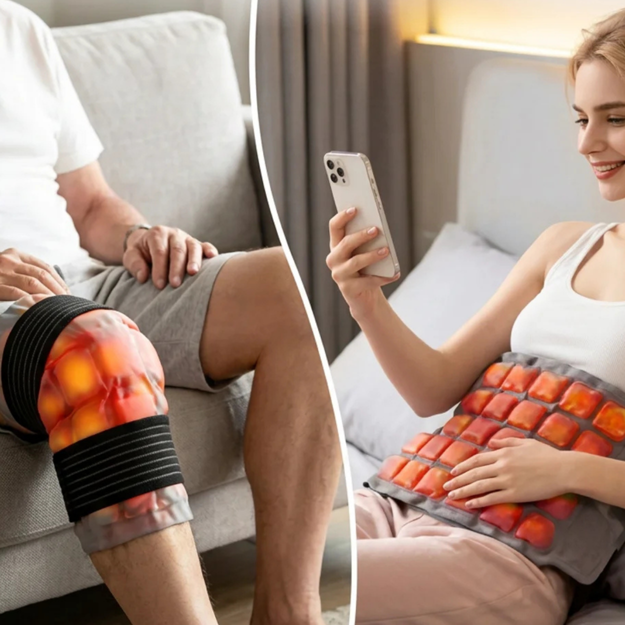 Genouillère à Compresse Chaude et Froide Réutilisable avec Sangles de Compression
