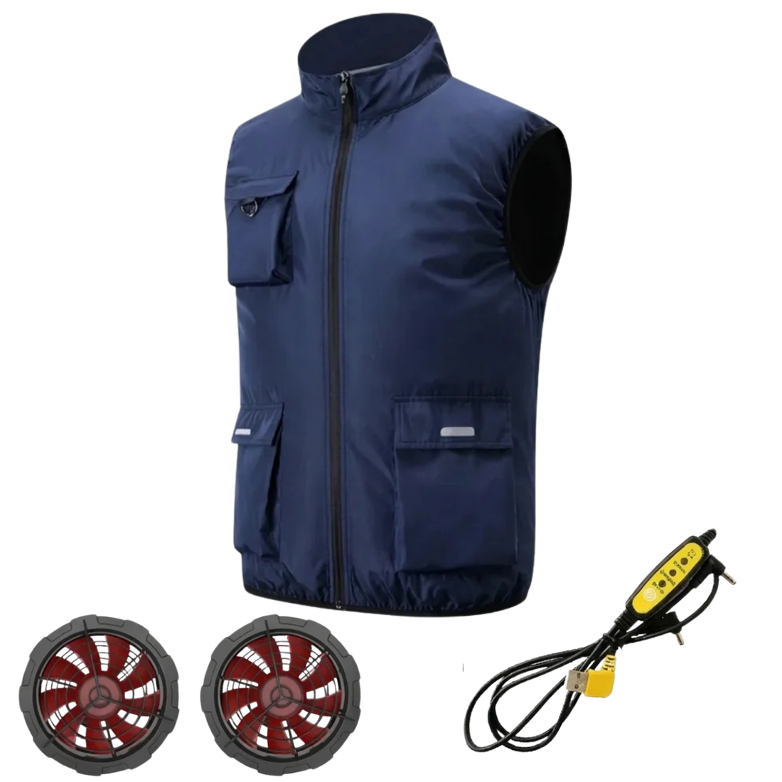 Gilet Ventilé de Travail Réfléchissant Veste de Refroidissement Intelligente Double Ventilateur