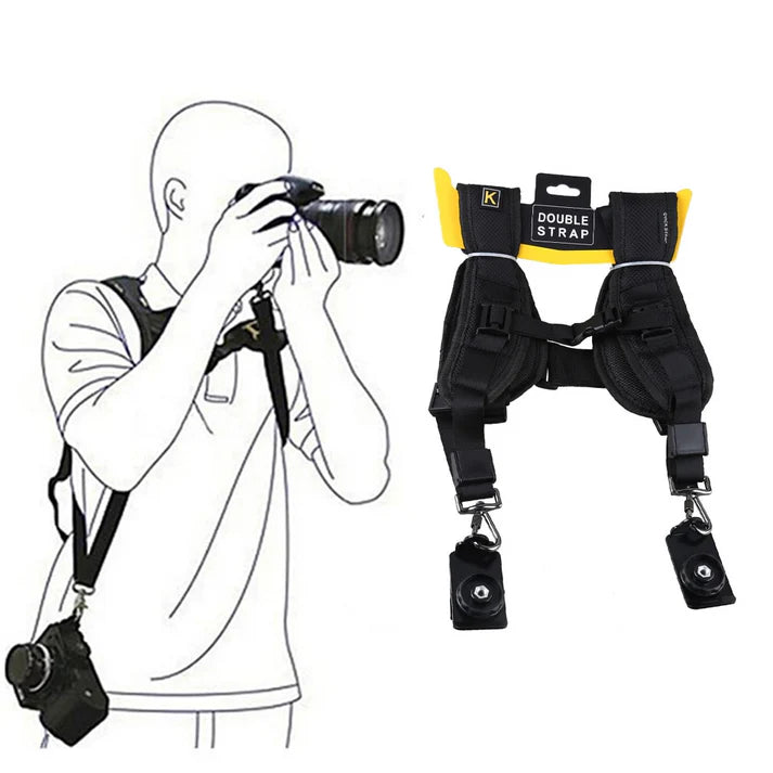 Harnais Double pour Appareils Photo DSLR Sangle Professionnelle Double Épaule