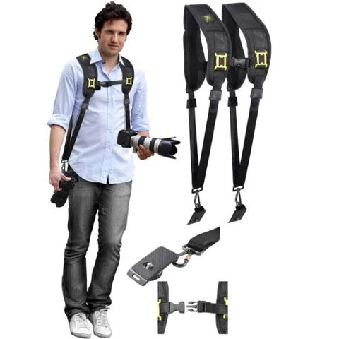 Harnais Double pour Appareils Photo DSLR Sangle Professionnelle Double Épaule