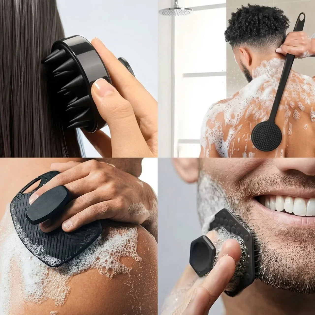 Kit 4 Brosses de Bain en Silicone Exfoliantes