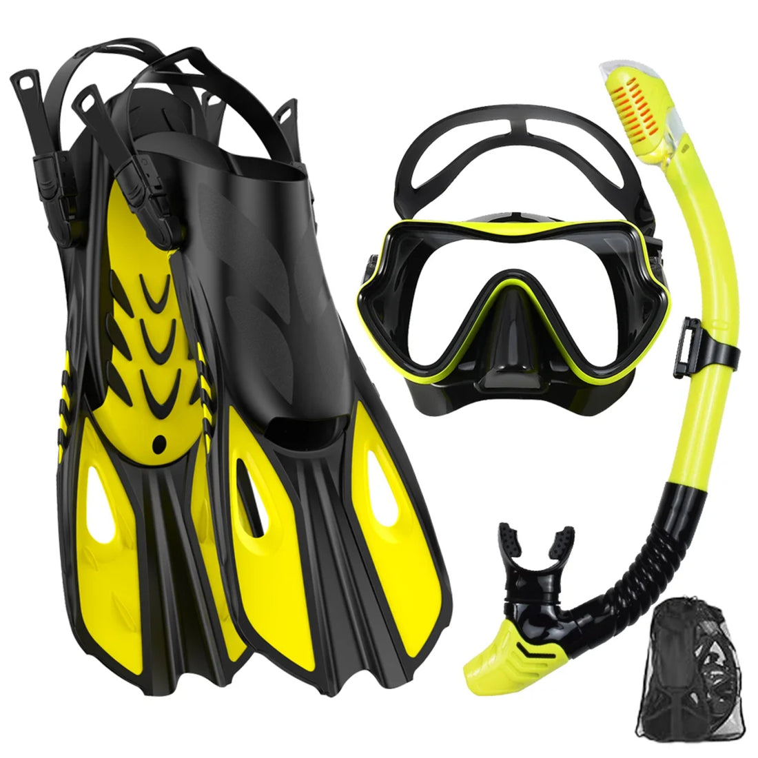 Kit de Snorkeling Adulte Masque Panoramique Tuba Dry Top & Palmes Réglables