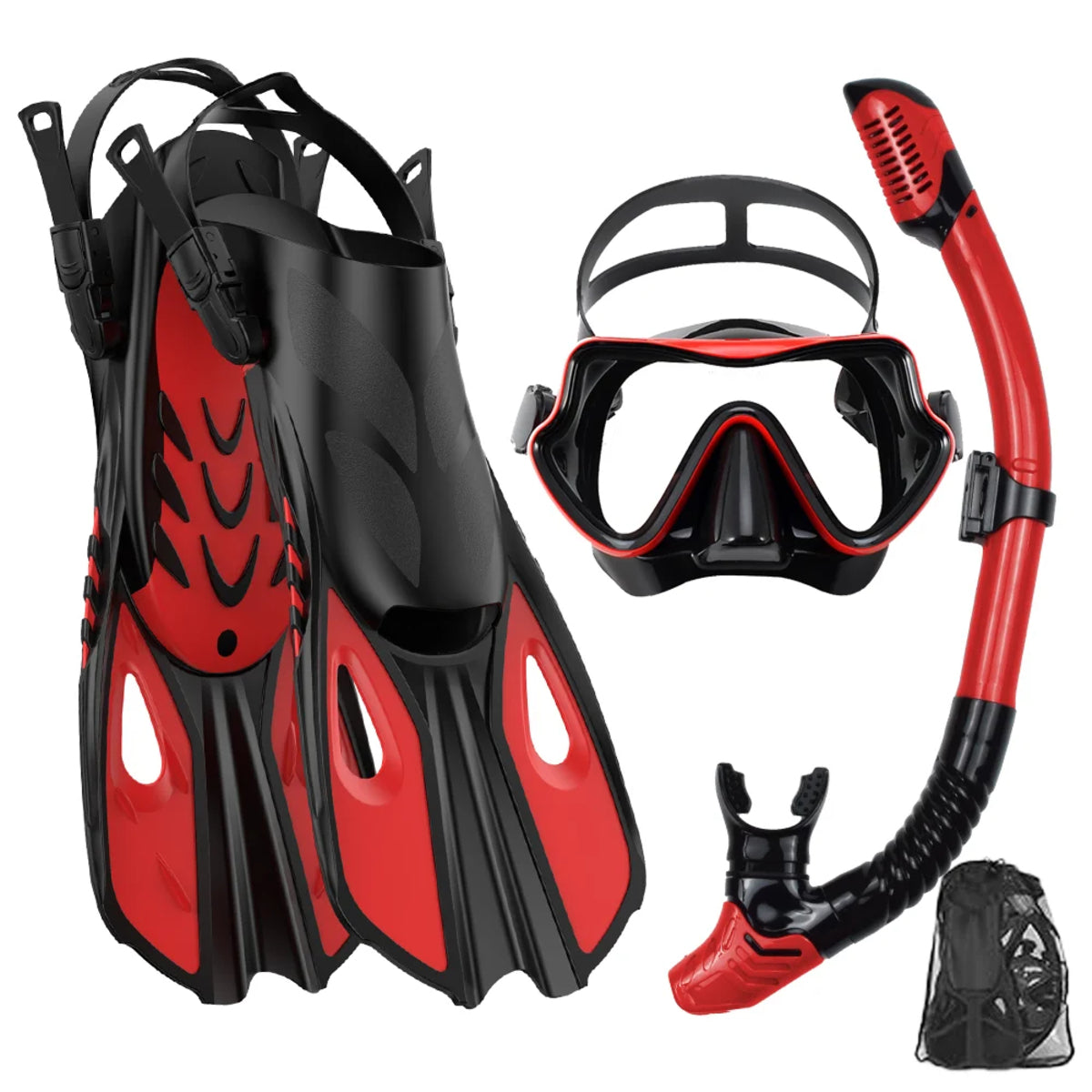 Kit de Snorkeling Adulte Masque Panoramique Tuba Dry Top & Palmes Réglables