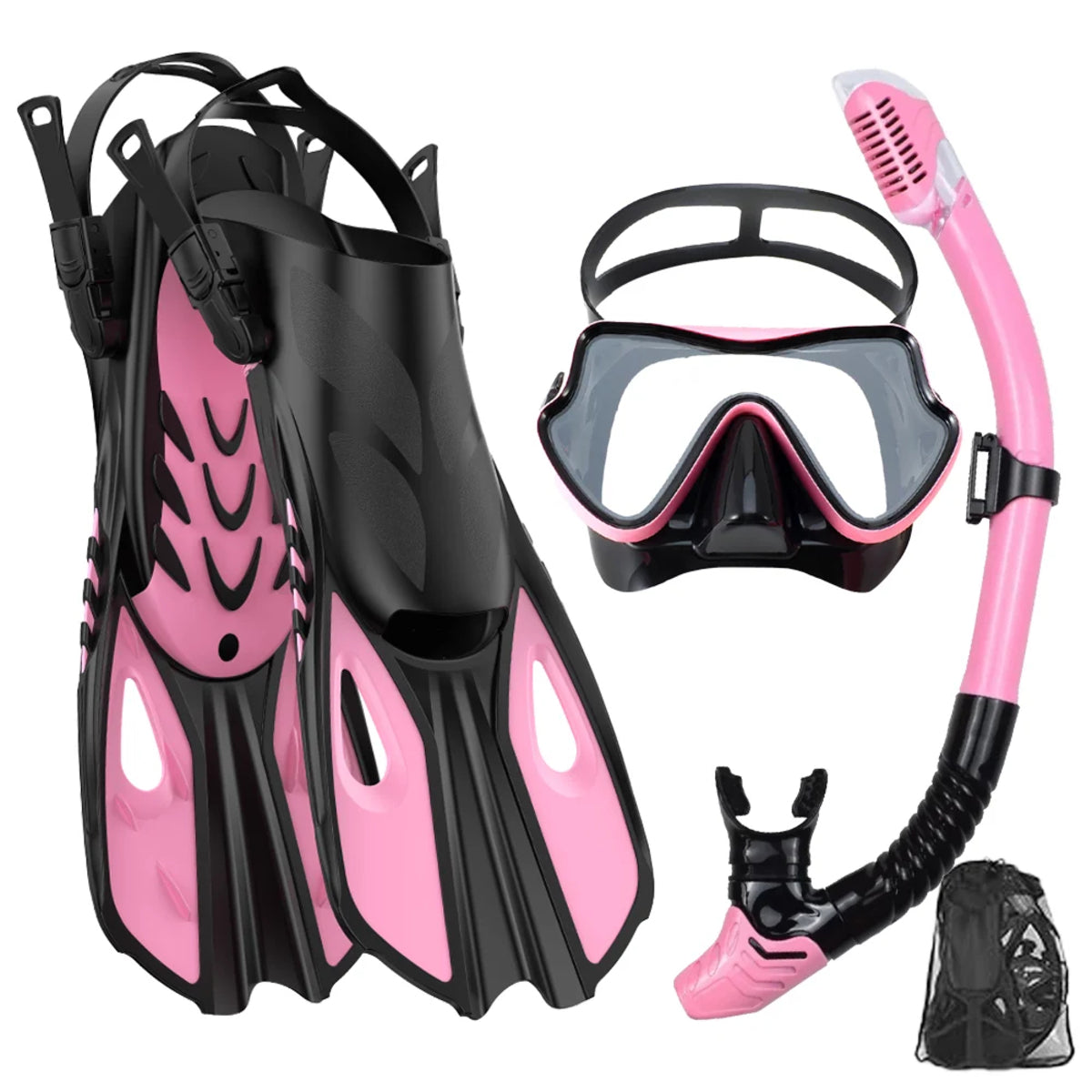 Kit de Snorkeling Adulte Masque Panoramique Tuba Dry Top & Palmes Réglables