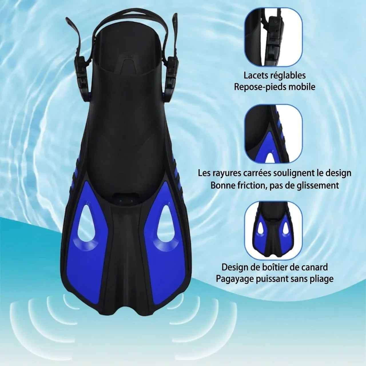 Kit de Snorkeling Adulte Masque Panoramique Tuba Dry Top & Palmes Réglables